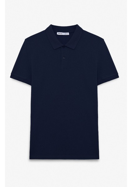 Skyloom Erkek %100 Pamuk Kısa Kollu Regular Fit Lacivert Polo Yaka T-Shirt