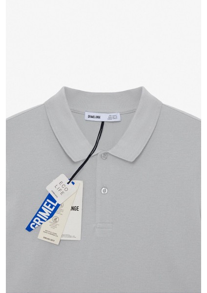Skyloom Erkek %100 Pamuk Kısa Kollu Regular Fit Gri Polo Yaka T-Shirt