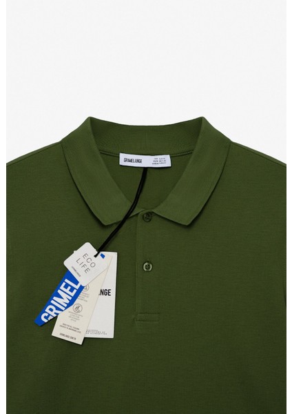 Skyloom Erkek %100 Pamuk Kısa Kollu Regular Fit Haki Polo Yaka T-Shirt