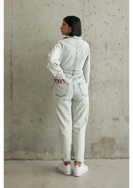 Fh Fashionhere Kar Yıkama Blue Denim Tulum