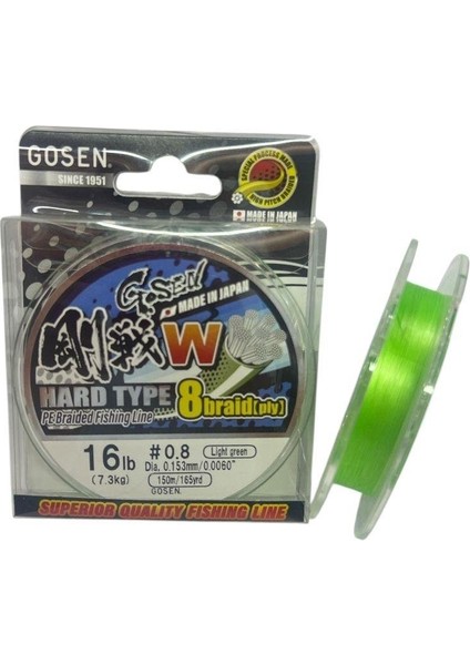 W8 Hard Type Pe 8 Örgü Spin 0.8 Ip Misina A.yeşil 150MT