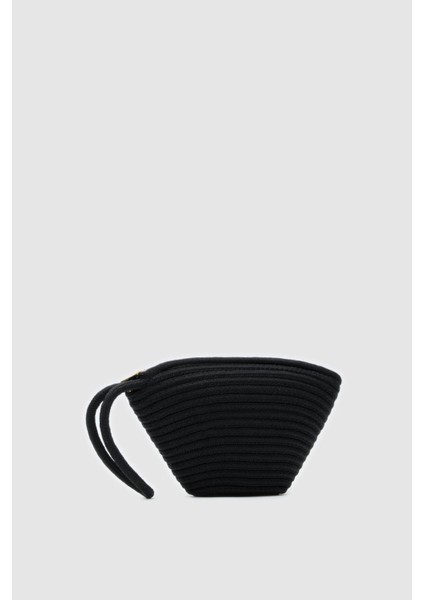 Rome Siyah Handmade Hasır Clutch Çanta