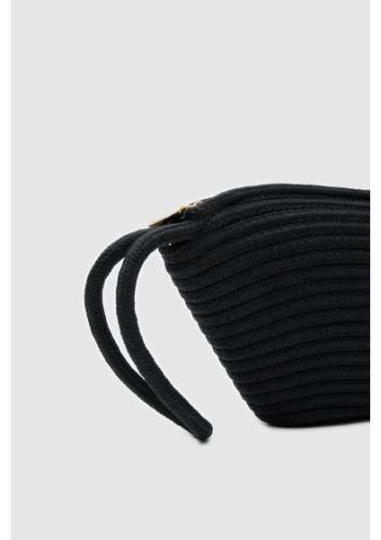 Rome Siyah Handmade Hasır Clutch Çanta