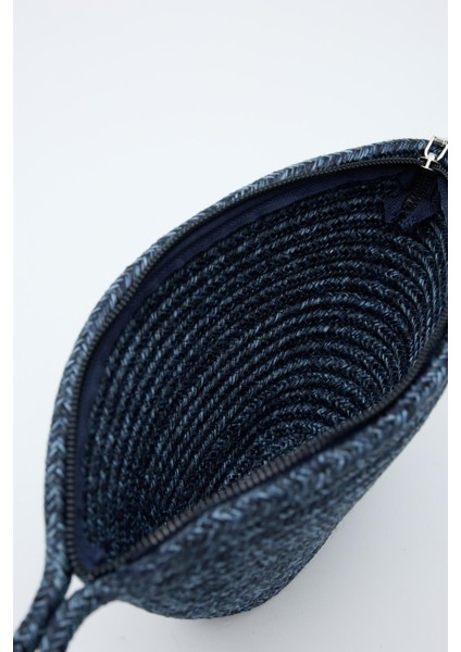 Rome Lacivert Handmade Hasır Clutch Çanta