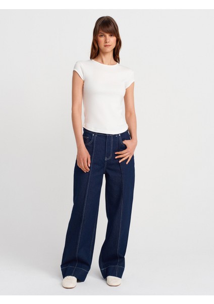 31779 Bisiklet Yaka Basic T-Shirt-Ekru fırsatları