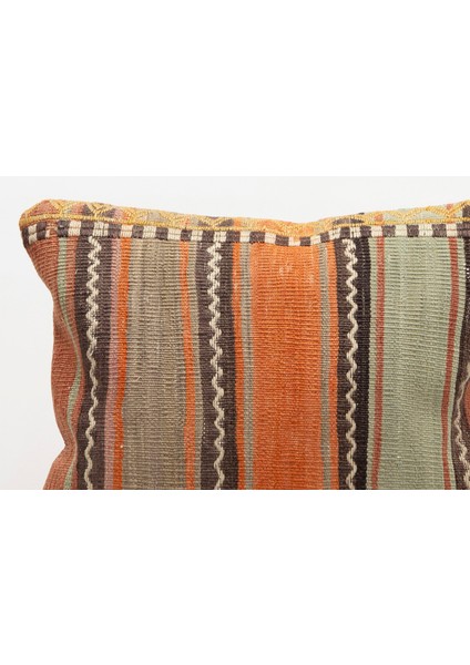 El Yapımı Kilimden Yapılmış Vintage Kırlent Kılıfı, Yün, 40X40CM