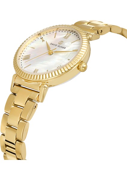 Davıd Guner Sarı Kaplamalı Beyaz Kadranlı Kadın Kol Saati DG-8644LA-B1 modelleri