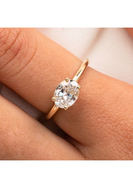 Gümüş Yüzük - 1.10 Karat Yan Swarovski Taşlı Octagon Taş Kesim 925 Ayar Gümüş Evlilik Teklifi Yüzüğü