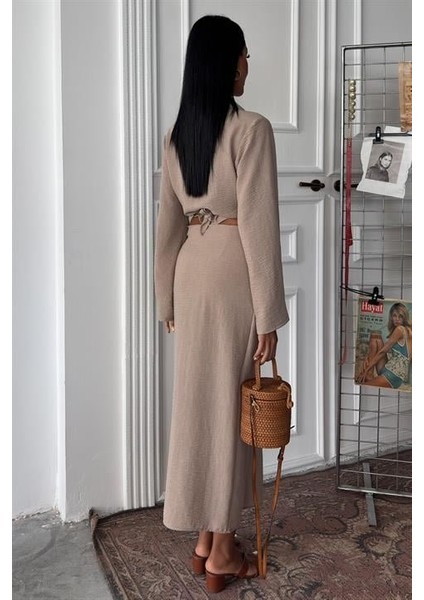 Fh Fashionhere Crop Gömlekli ve Eteği Büzgülü Tasarım Takım 10195 fırsatları