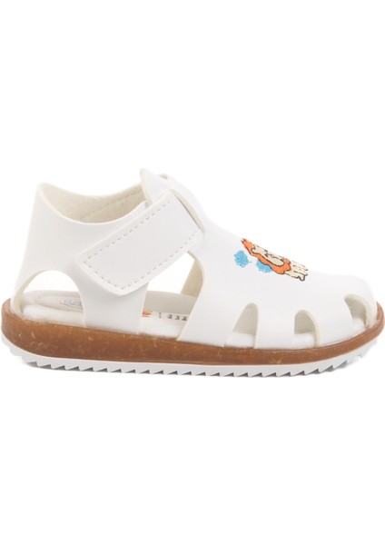 Beyaz Cırtlı Hafif Unisex Çocuk Sandalet 17373 B