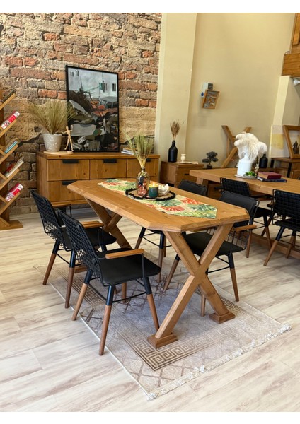 Arden Doğal Ahşap Sandalyeli Masa TAKIMI(85CM-140CM Masa+4sandalye)