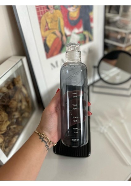 , Sağlıklı Cam Su Şişesi 500ML Motivasyonlu Sızdırmaz Matara Suluk Borosilikat Cam