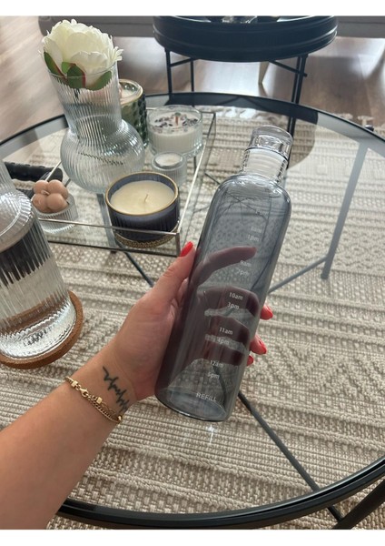 , Sağlıklı Cam Su Şişesi 500ML Motivasyonlu Sızdırmaz Matara Suluk Borosilikat Cam