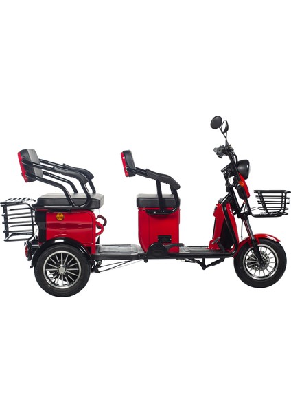Elit 960 3 Tekerli 3 Kişilik Elektrikli Moped - Kırmızı