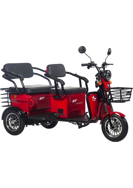 Elit 960 3 Tekerli 3 Kişilik Elektrikli Moped - Kırmızı