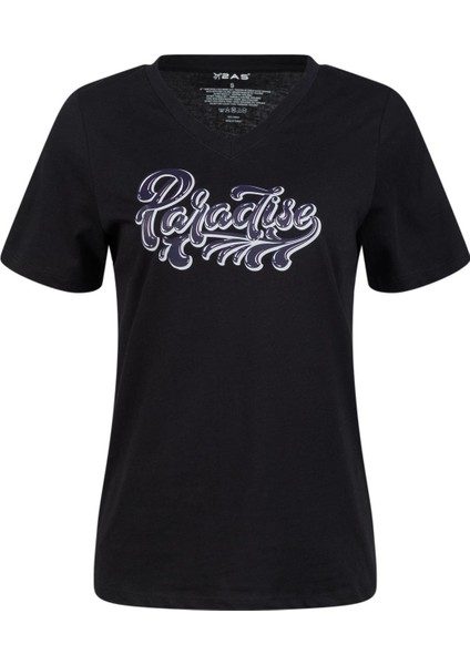 Alone Baskılı V Yaka Kadın T-Shirt 406