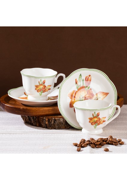 16871-5 De Flore 2 Kişilik 4 Parça Porselen Kahve Fincan Takımı