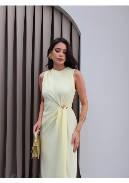 Drapeli Gold Aksesuar Elbise