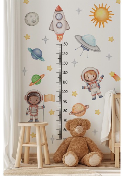 Astronotlar, Uzay ve Gezegenler Temalı Temalı Boy Ölçer Boy Cetveli Sticker Seti Çocuk fiyatları