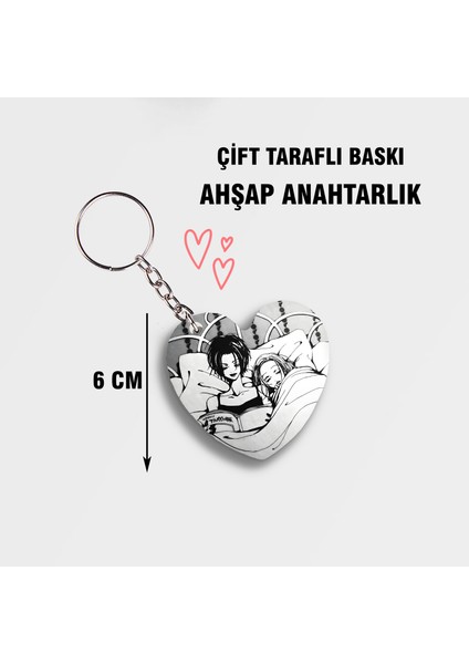 Nana Anime Hachiko -Kalp Ahşap Anahtarlık - Çift Taraflı - 5cm Anahtarlık