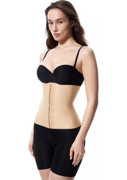 Tvigoso Model Askısız Latex Model 7 Balenli 4 Kademeli Korseli Kumaş Latex Spor Korse Ten Renk