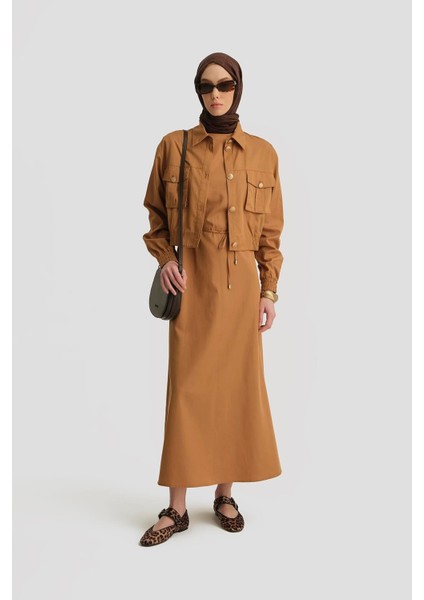 Içi Elbiseli Bomber Ceketli Takım 25Y6001 Taba