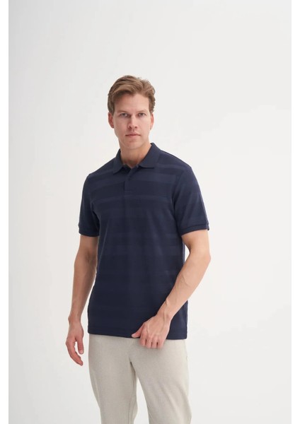 Cazador Polo Yaka Regular Fit Örme Çizgi Dokulu Tişört