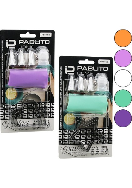 8pcs Pasta Süsleme Dekorasyon Seti=krema Torbası - Metal Uç - Kurabiye Kalıp=kalp-Yıldız (5131)
