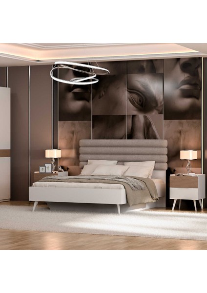 Milano Çift Kişilik Karyola - Vizon/zebra 166X120X205 cm