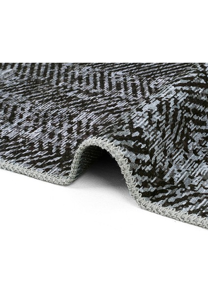 Lumina Antrasit Zigzag Desen Modern Spor Halı Yıkanabilir Şönil Oturma Odası Salon Balkon Halısı