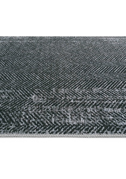 Lumina Antrasit Zigzag Desen Modern Spor Halı Yıkanabilir Şönil Oturma Odası Salon Balkon Halısı