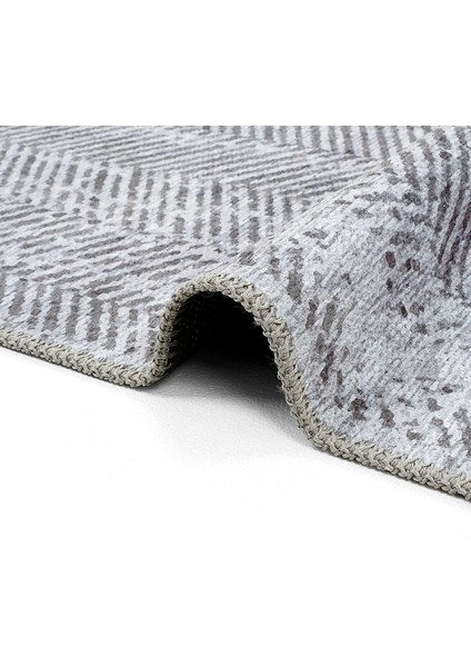Lumina Gri Zigzag Desen Modern Spor Halı Yıkanabilir Dokuma Şönil Oturma Odası Salon Balkon Halısı