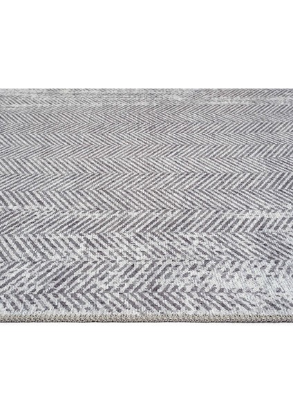 Lumina Gri Zigzag Desen Modern Spor Halı Yıkanabilir Dokuma Şönil Oturma Odası Salon Balkon Halısı