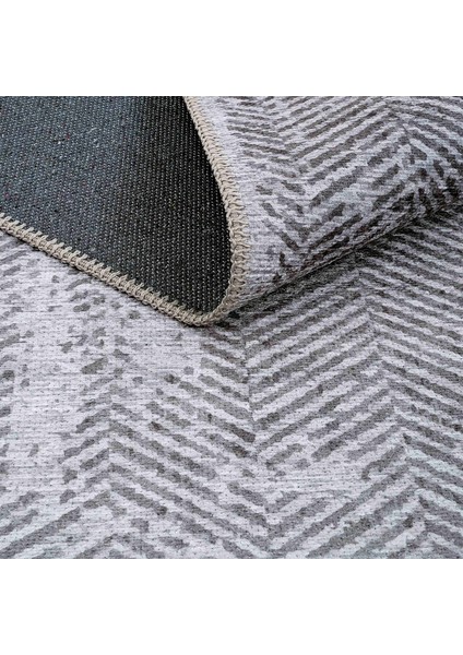 Lumina Gri Zigzag Desen Modern Spor Halı Yıkanabilir Dokuma Şönil Oturma Odası Salon Balkon Halısı
