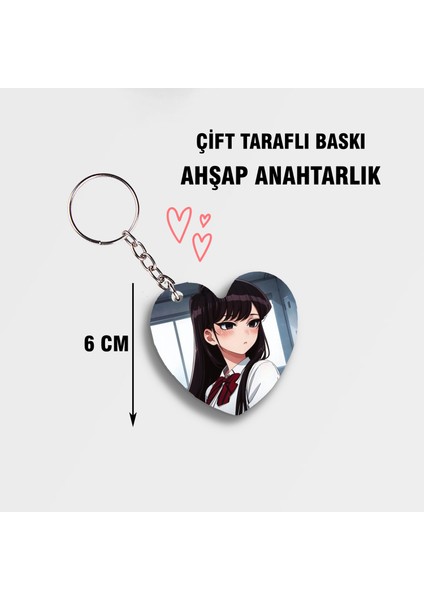 Komi-San Wa, Comyushou Desu Kalpli Ahşap Anahtarlık - 5cm Anime Anahtarlık