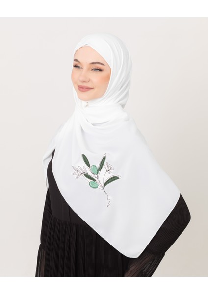 Polyster Beyaz Rengi Şal Filistin Zaytin Dalı Renkli Nakışlı S100030 fiyatları