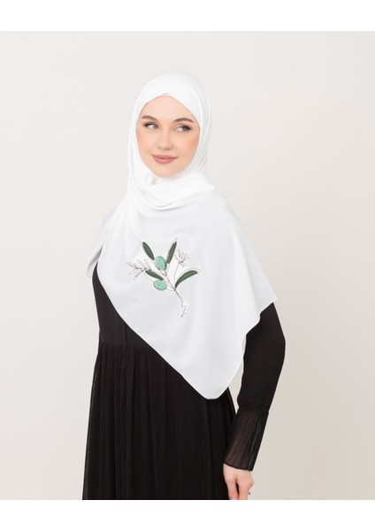 Polyster Beyaz Rengi Şal Filistin Zaytin Dalı Renkli Nakışlı S100030 fırsatları