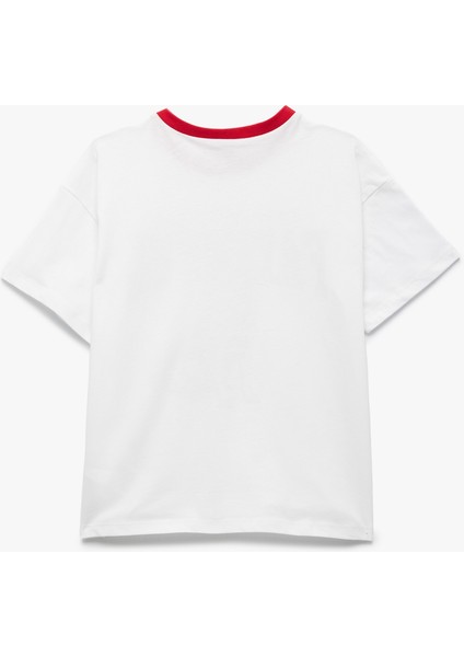 Kısa Kollu Bisiklet Yaka Pamuklu Köpek Baskılı Oversize Tişört fiyatları