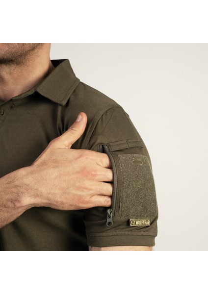 KAPAN Polo Yaka 2 Cepli Kısa Kollu Taktik T-Shirt Haki indirimleri