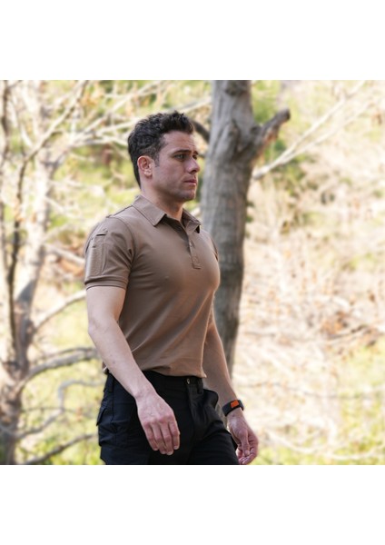 KAPAN Polo Yaka 2 Cepli Kısa Kollu Taktik T-Shirt Koyu Bej fiyatları
