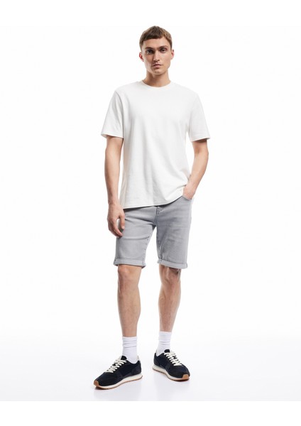 Normal Bel Pamuklu Slim Fit Jean Şort