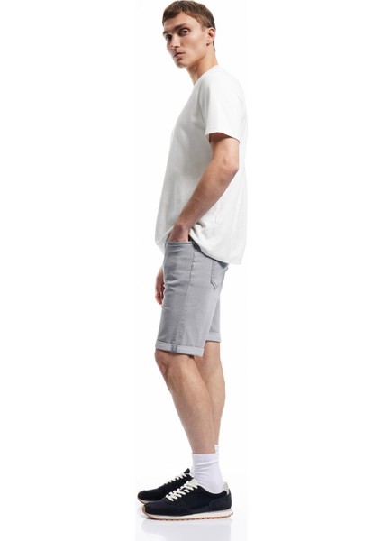 Normal Bel Pamuklu Slim Fit Jean Şort