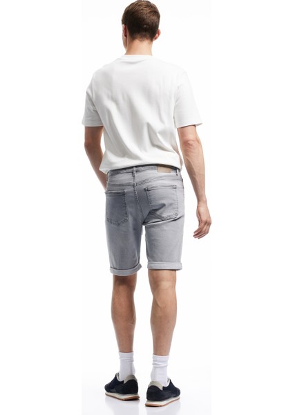 Normal Bel Pamuklu Slim Fit Jean Şort