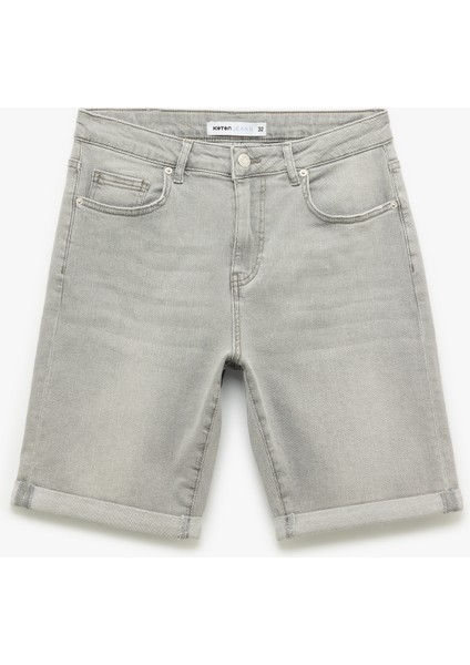 Normal Bel Pamuklu Slim Fit Jean Şort