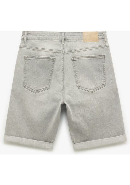 Normal Bel Pamuklu Slim Fit Jean Şort