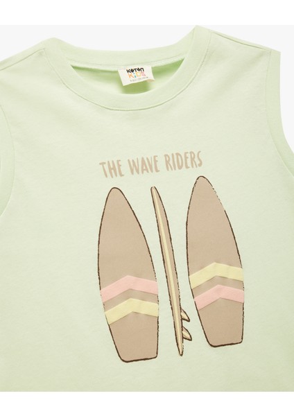 Pamuklu Bisiklet Yaka Baskılı Kolsuz Tişört modelleri