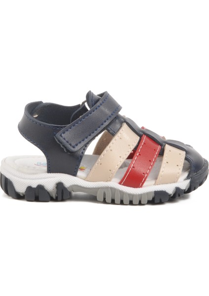 Lacivert Kırmızı Cırtlı Hafif Unisex Çocuk Sandalet 173101 B