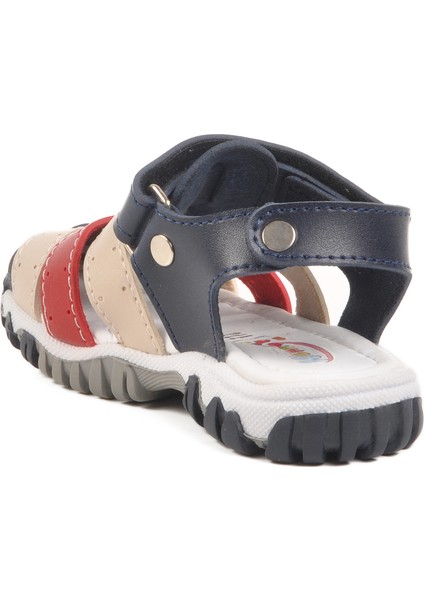 Lacivert Kırmızı Cırtlı Hafif Unisex Çocuk Sandalet 173101 B