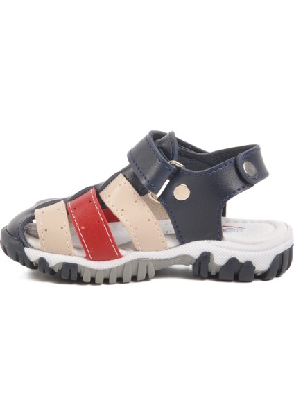 Lacivert Kırmızı Cırtlı Hafif Unisex Çocuk Sandalet 173101 B fiyatları
