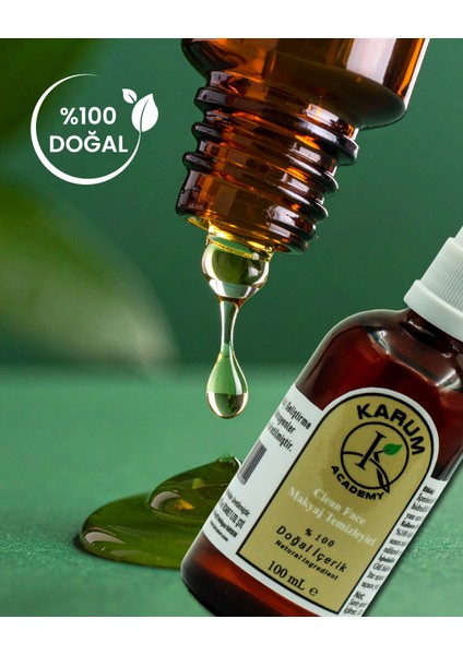 Aromaterapi %100 Doğal Uçucu Yağ ve Hidrosol Içerikli Makyaj Temizleyici (Özel Formülasyon) 100 ml